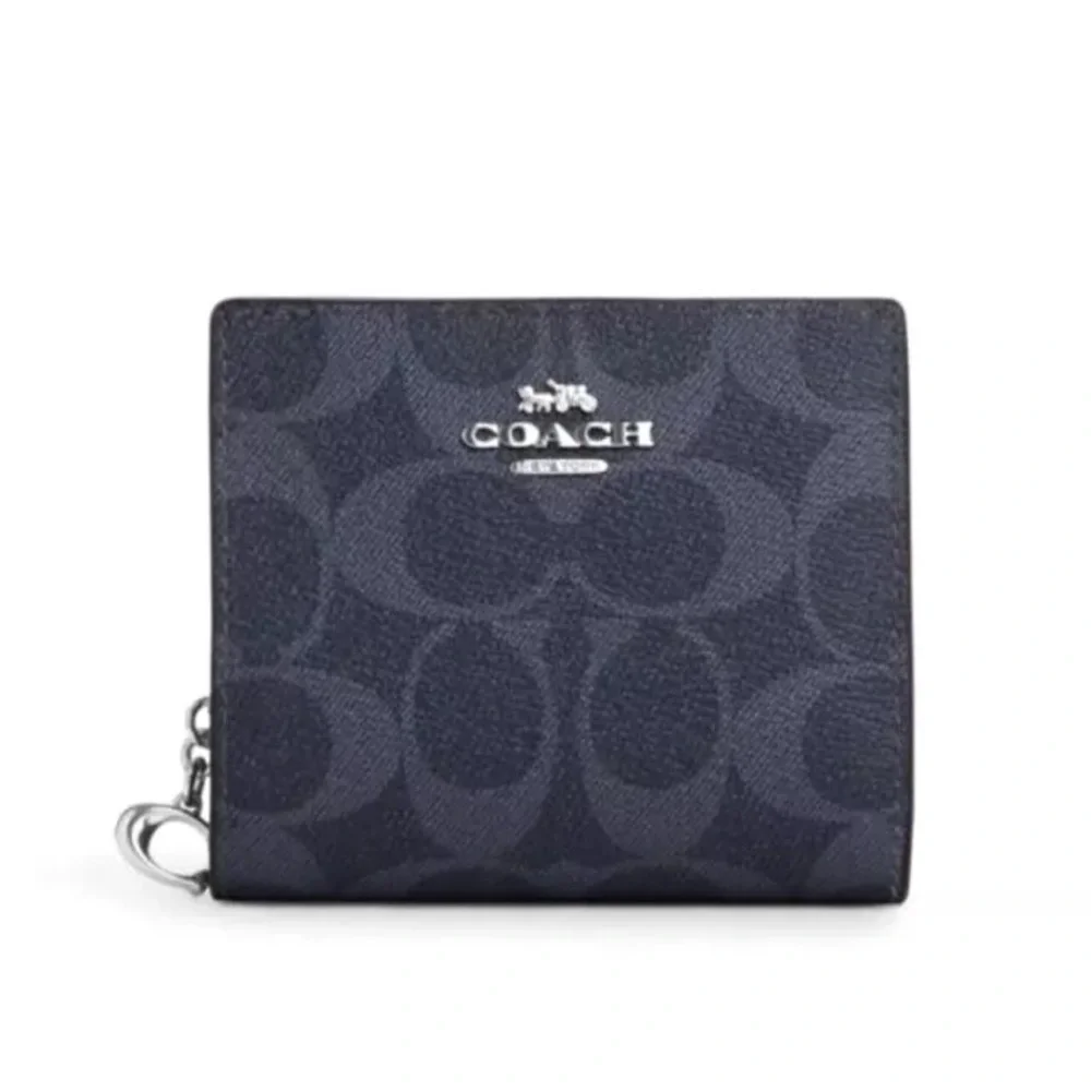 New Coach C3309 Snap Wallet Logo Denim / Midnight Navy